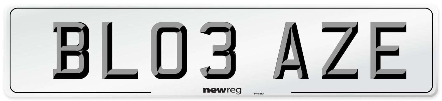 BL03 AZE Number Plate from New Reg